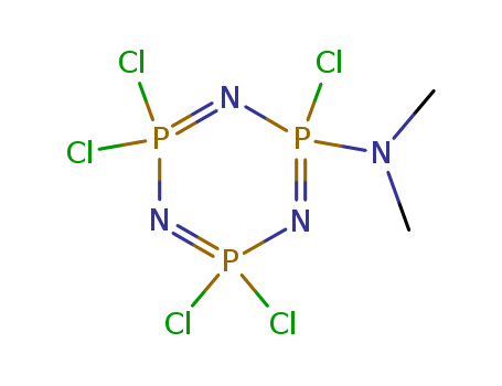 Molecular Structure of 1078-85-9 (1,3,5,2,4,6-Triazatriphosphorine,
2,2,4,4,6-pentachloro-6-(dimethylamino)-2,2,4,4,6,6-hexahydro-)