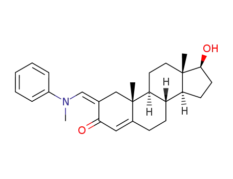 Molecular Structure of 86699-42-5 (2-(N-methylanilinomethylene)-testosterone)