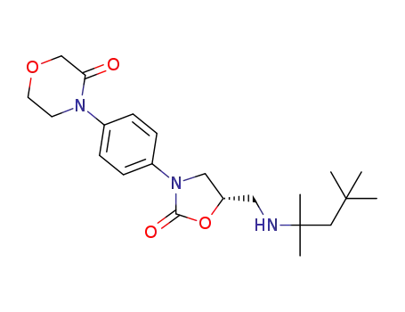 Molecular Structure of 1313613-22-7 (4-(4-((S)-5-(tert-octylaminomethyl)-2-oxooxazolidin-3-yl)phenyl)morpholin-3-one)