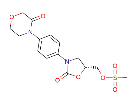 Molecular Structure of 1117893-61-4 (R-(2-oxo-3-((4-(3-oxo-morpholinyl)phenyl)oxazolidin-5-yl))methylmethanesulfonate)