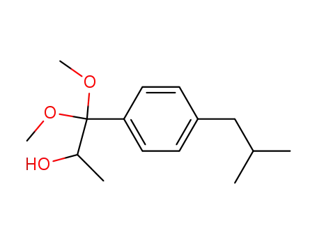 Molecular Structure of 83022-32-6 ((RS)-2-hydroxy-1,1-dimethoxy-1-(4'-isobutylphenyl)propane)