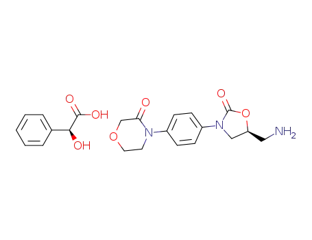 Molecular Structure of 1446022-18-9 ((S)-4-(4-(5-(aminomethyl)-2-oxooxazolidin-3-yl)phenyl)morpholin-3-one L-(+)-mandelate)