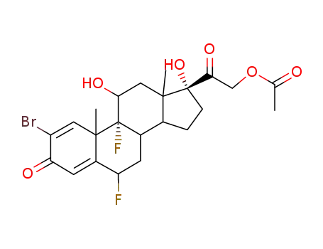 Molecular Structure of 57781-23-4 (2-bromo-6beta,9-difluoro-11beta,17,21-trihydroxypregna-1,4-diene-3,20-dione 21-acetate)