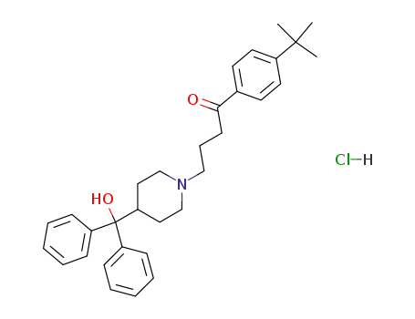 Molecular Structure of 43076-44-4 (1-[3-(p-tert-butylbenzoyl)propyl]-4-(hydroxybenzhydryl)piperidinium chloride)