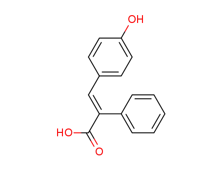 Molecular Structure of 6962-09-0 (3-(4-hydroxyphenyl)-2-phenylprop-2-enoic acid)