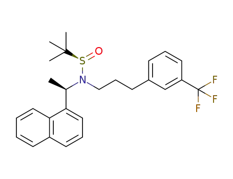 Molecular Structure of 1410044-63-1 (2-methylpropane-2-sulfinic acid (1-naphthalen-1-ylethyl)-[3-(3-trifluoromethylphenyl)propyl]amide)