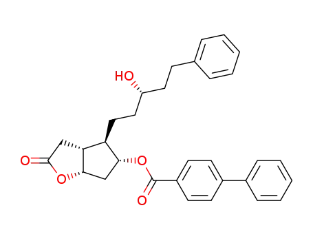 Molecular Structure of 145773-20-2 ((1S,5R,6R,7R)-6-<(3R)-3-hydroxy-5-phenyl-1-pentyl>-7-<(4-phenylbenzoyl)oxy>-2-oxabicyclo<3.3.0>octan-3-one)