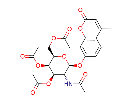 Molecular Structure of 124167-46-0 (4-Methylumbelliferyl2-acetamido-3,4,6-tri-O-acetyl-2-deoxy-b-D-galactopyranoside)