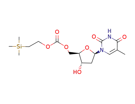 Molecular Structure of 78687-52-2 (Carbonic acid (2R,3S,5R)-3-hydroxy-5-(5-methyl-2,4-dioxo-3,4-dihydro-2H-pyrimidin-1-yl)-tetrahydro-furan-2-ylmethyl ester 2-trimethylsilanyl-ethyl ester)