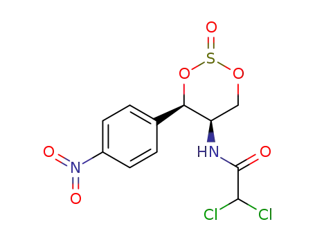 Molecular Structure of 115082-34-3 (dichloroacetic acid-[(5<i>R</i>)-4<i>c</i>-(4-nitro-phenyl)-2ξ-oxo-2λ<sup>4</sup>-[1,3,2]dioxathian-5<i>r</i>-ylamide])