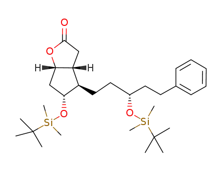 (3aR,4R,5R,6aS)-5-((tert-butyldimethylsilyl)oxy)-4-((R)-3-((tert-butyldimethylsilyl)oxy)-5-phenylpentyl)hexahydro-2H-cyclopenta[b]furan-2-one