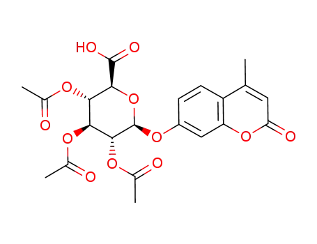 Molecular Structure of 937018-37-6 (4-methylumbelliferyl-2,3,4-tri-O-acetyl-β-D-glucopyranosiduronic acid)