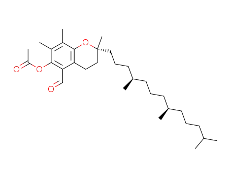 Molecular Structure of 835613-32-6 (5-formyl-2,7,8-trimethyl-2-((4R,8R)-4,8,12-trimethyltridecyl)-3,4-dihydro-2H-chromen-6-yl acetate)