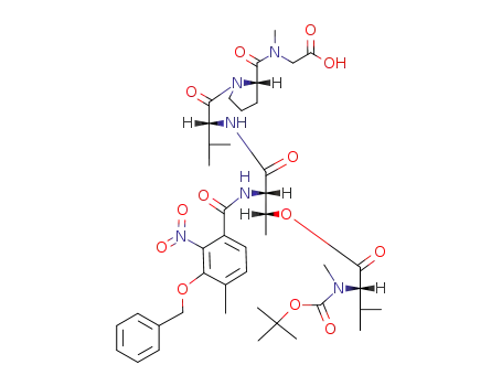 (S)-2-(tert-Butoxycarbonyl-methyl-amino)-3-methyl-butyric acid (1R,2S)-2-(3-benzyloxy-4-methyl-2-nitro-benzoylamino)-2-{(R)-1-[(S)-2-(carboxymethyl-methyl-carbamoyl)-pyrrolidine-1-carbonyl]-2-methyl-propylcarbamoyl}-1-methyl-ethyl ester