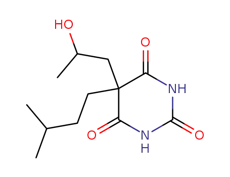 Molecular Structure of 115976-95-9 (2,4,6(1H,3H,5H)-Pyrimidinetrione,
5-(2-hydroxypropyl)-5-(3-methylbutyl)-)