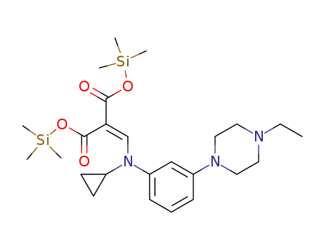 Molecular Structure of 131776-44-8 (ditrimethylsilyl N-cyclopropyl-3-(4-ethyl-1-piperazinyl)anilinomethylenemalonate)