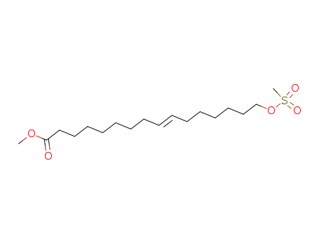 Molecular Structure of 93107-75-6 (9-Hexadecenoic acid, 16-[(methylsulfonyl)oxy]-, methyl ester, (E)-)