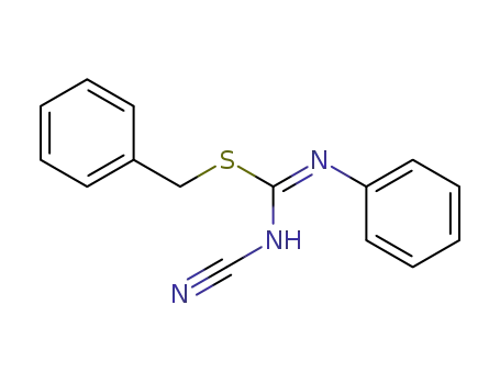 Molecular Structure of 92555-53-8 (<i>S</i>-benzyl-<i>N</i>-cyano-<i>N</i>'-phenyl-isothiourea)