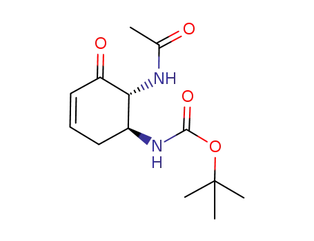 Molecular Structure of 930275-48-2 ((1S,2R)-2-(acetylamino)-1-(tert-butoxycarbonylamino)-4-cyclohexen-3-one)