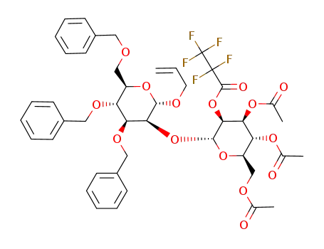Molecular Structure of 578739-23-8 (allyl-3,4,6-tri-O-acetyl-2-O-pentafluoropropionyl-α-D-mannopyranosyl-(1->2)-3,4,6-tri-O-benzyl-α-D-mannopyranoside)