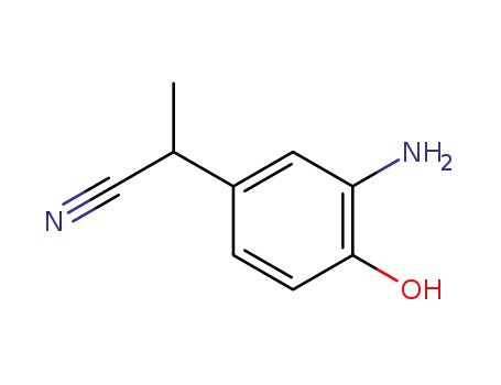Molecular Structure of 51234-23-2 (Benzeneacetonitrile,  3-amino-4-hydroxy--alpha--methyl-)