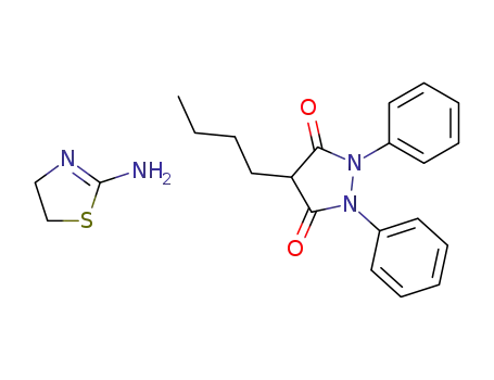 Molecular Structure of 54749-86-9 (4-butyl-1,2-diphenylpyrazolidine-3,5-dione, compound with 4,5-dihydrothiazol-2-amine (1:1))