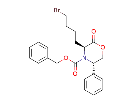 Molecular Structure of 625824-32-0 ((3S,5S)-2,3,5,6-tetrahydro-3-(4-bromobutyl)-5-phenyl-N-(benzyloxycarbonyl)-4H-1,4-oxazine-2-one)