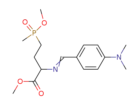 Molecular Structure of 139575-01-2 (2-{[1-(4-Dimethylamino-phenyl)-meth-(E)-ylidene]-amino}-4-(methoxy-methyl-phosphinoyl)-butyric acid methyl ester)