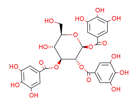 Molecular Structure of 81534-38-5 (1,2,3-tri-O-galloyl-β-D-glucopyranose)