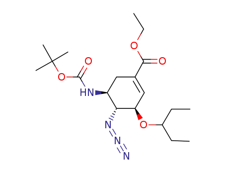 Molecular Structure of 367252-67-3 ((3R,4R,5S)-4-azido-5-tert-butoxycarbonylamino-3-(1-ethylpropoxy)cyclohex-1-enecarboxylic acid ethyl ester)