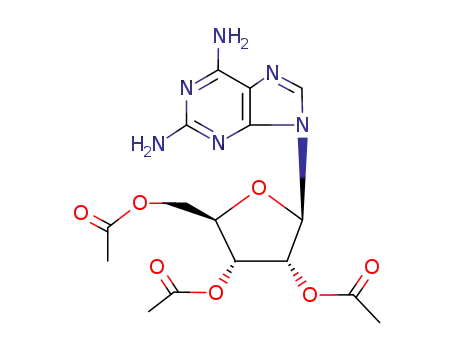 Molecular Structure of 52921-40-1 (9-(2',3',5'-tri-O-acetyl-β-D-ribofuranosyl)-2,6-diaminopurine)