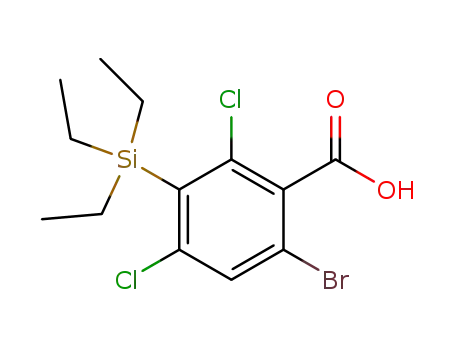 Molecular Structure of 650598-48-4 (Benzoic acid, 6-bromo-2,4-dichloro-3-(triethylsilyl)-)
