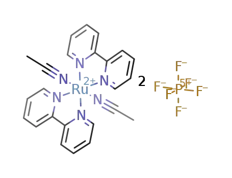 Molecular Structure of 55124-54-4 (bis(acetonitrile)bis(2,2'-bipyridine)ruthenium(II) hexafluorophosphate)