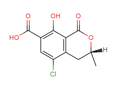 Molecular Structure of 19165-63-0 (5-Chloro-8-hydroxy-3-methyl-1-oxoisochroman-7-carboxylic acid)