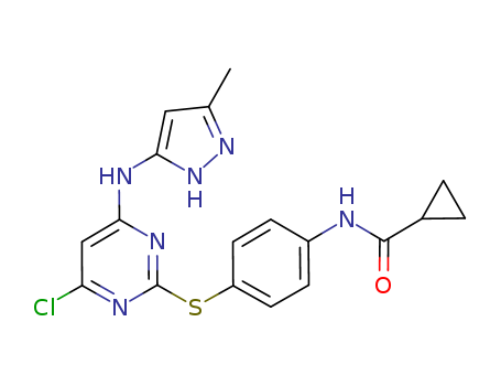 N-[4-({4-Chloro-6-[(3-methyl-1H-pyrazol-5-yl)amino]-2-pyrimidinyl}sulfanyl)phenyl]cyclopropanecarboxamide