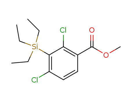 Molecular Structure of 650598-49-5 (Benzoic acid, 2,4-dichloro-3-(triethylsilyl)-, methyl ester)