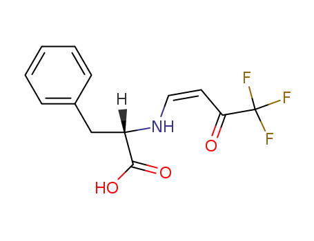 Molecular Structure of 133992-79-7 (3-PHENYL-2-(4,4,4-TRIFLUORO-3-OXO-BUT-1-ENYLAMINO)-PROPIONIC ACID)