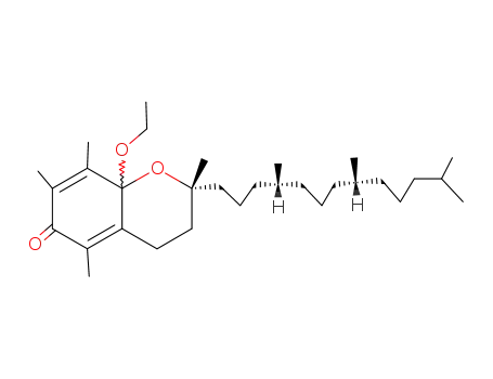 Molecular Structure of 511-72-8 ((2<i>R</i>,8aΞ)-8a-ethoxy-2,5,7,8-tetramethyl-2-((4<i>R</i>,8<i>R</i>)-4,8,12-trimethyl-tridecyl)-8a<i>H</i>-chroman-6-one)