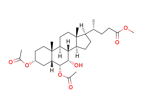 Molecular Structure of 127498-19-5 (methyl 3α,6α-diacetoxy-7α-hydroxy-5β-cholan-24-oate)
