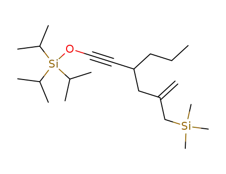 Molecular Structure of 765906-73-8 (Silane,
trimethyl[2-methylene-4-[[[tris(1-methylethyl)silyl]oxy]ethynyl]heptyl]-)
