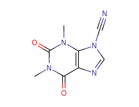 Molecular Structure of 124093-03-4 (1,2,3,6-tetrahydro-1,3-dimethyl-2,6-dioxo-9H-purine-9-carbonitrile)
