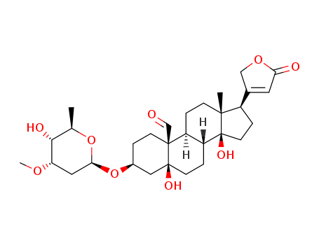 Card-20(22)-enolide,3-[(2,6-dideoxy-3-O-methyl-b-D-ribo-hexopyranosyl)oxy]-5,14-dihydroxy-19-oxo-, (3b,5b)-