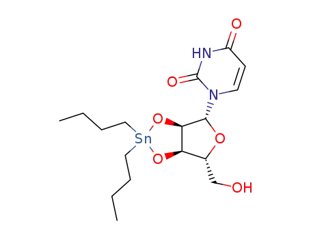Molecular Structure of 42822-78-6 (1-pentofuranosylpyrimidine-2,4(1H,3H)-dione - dibutyl-lambda~2~-stannane (1:1))