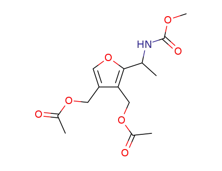Molecular Structure of 79588-15-1 (Acetic acid 4-acetoxymethyl-2-(1-methoxycarbonylamino-ethyl)-furan-3-ylmethyl ester)
