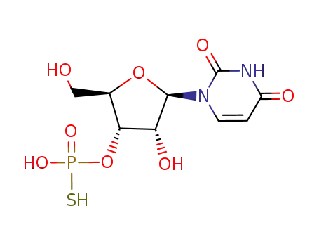 Molecular Structure of 166533-20-6 (Thiophosphoric acid O-[(2R,3S,4R,5R)-5-(2,4-dioxo-3,4-dihydro-2H-pyrimidin-1-yl)-4-hydroxy-2-hydroxymethyl-tetrahydro-furan-3-yl] ester)
