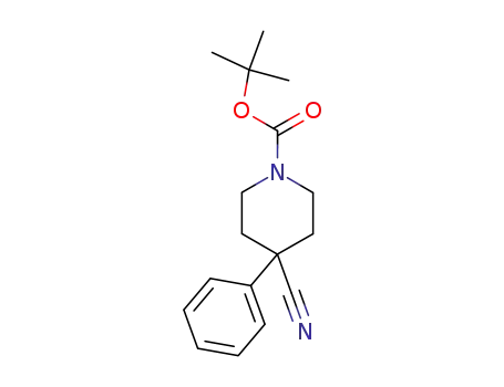 Molecular Structure of 158144-79-7 (1-N-BOC-4-PHENYLPIPERIDINE-4-CARBONITRILE)