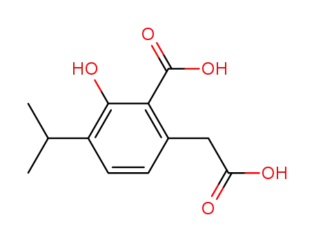 Molecular Structure of 112404-74-7 (Benzeneacetic acid, 2-carboxy-3-hydroxy-4-(1-methylethyl)-)