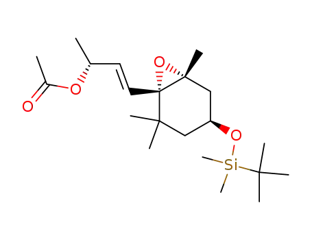 Molecular Structure of 863032-34-2 (Acetic acid (E)-(R)-3-[(1S,4S,6R)-4-(tert-butyl-dimethyl-silanyloxy)-2,2,6-trimethyl-7-oxa-bicyclo[4.1.0]hept-1-yl]-1-methyl-allyl ester)