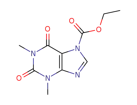 Molecular Structure of 101774-91-8 (3,7-Dihydro-1,3-dimethyl-2,6-dioxo-1H-purin-7-carbonsaeure-ethylester)