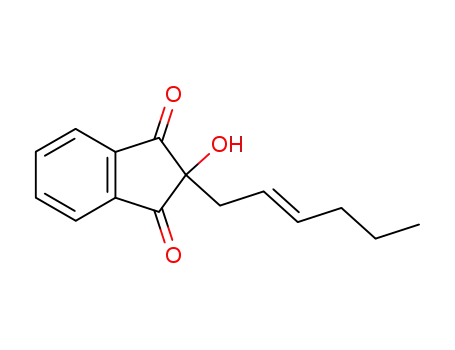 Molecular Structure of 145046-47-5 (2-((E)-Hex-2-enyl)-2-hydroxy-indan-1,3-dione)